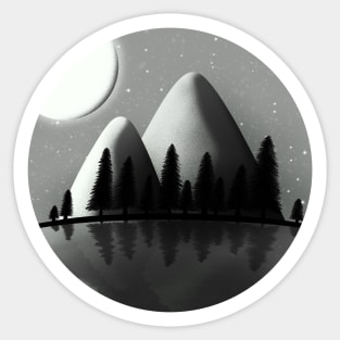 Night Sky and Mountains Sticker